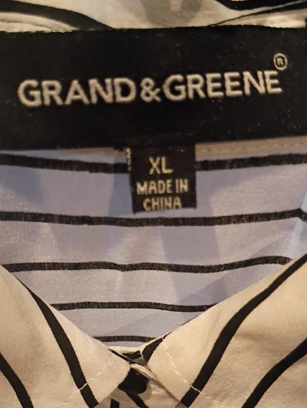 GRAND & GREENE Black and White Striped Button-Down Blouse